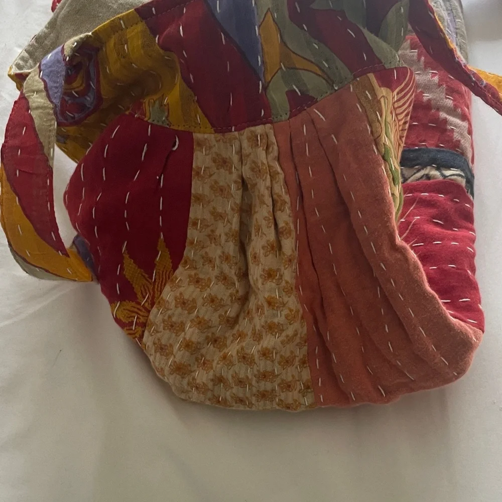 Kantha vintage hand stitched Colorful Patchwork Tote Bag - Picture 6 of 8